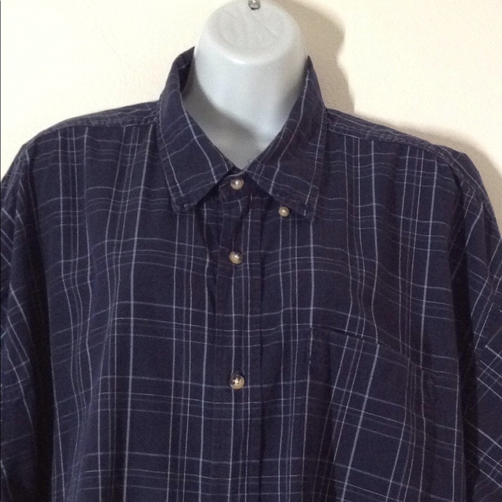 Wrangler Cool River Cotton Blue Plaid Button Down